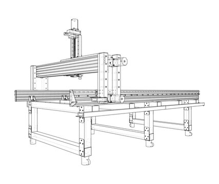 CNC machine outline illustration. Vector