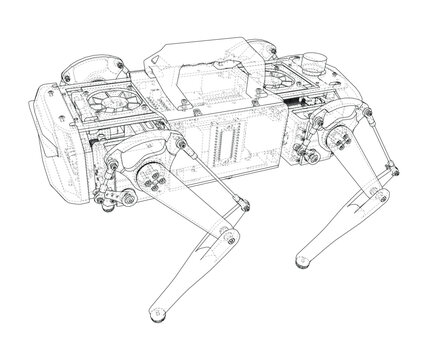 robotic dog outline illustration. Vector