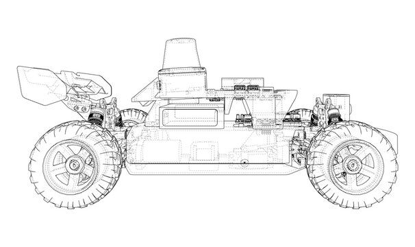 wireframe remote control car illustration. Vector