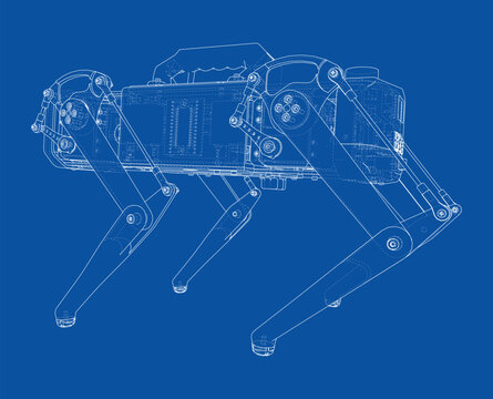 robotic dog blueprint illustration. Vector