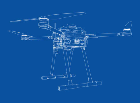 drone blueprint illustration. Vector