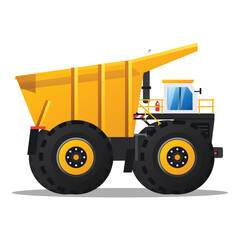 Yellow mining dump truck heavy machinery illustration isolated white background © CeritaArt