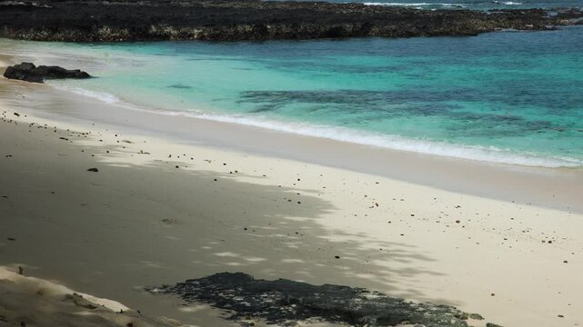 Pristine sand beach, Praia Caf&eacute;, on Ilh&eacute;u das Rolas, the equator island, S&atilde;o Tom&eacute; and Pr&iacute;ncipe