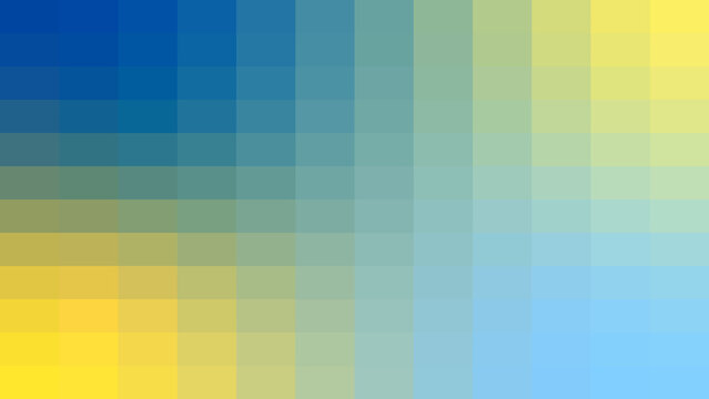 Blue to yellow pixel blend for sky and sun backgrounds or digital artwork.