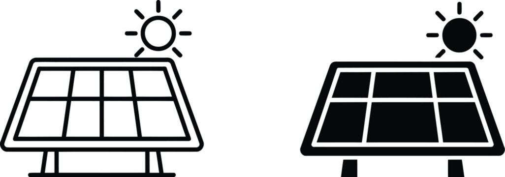 Solar panel icon vector illustration for renewable energy design