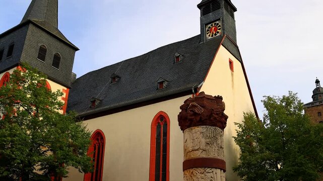 steinau an der strasse historic cityscape in germany 4k video with a pan