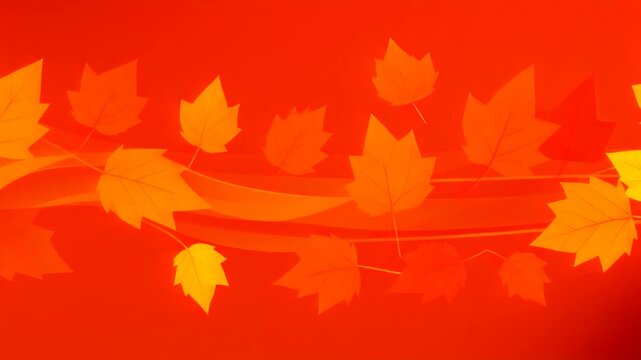 Vibrant autumnal foliage swirls across a warm, fiery crimson expanse, creating a dynamic visual tapestry perfect for seasonal decorations, website banners, or graphic design projects evoking