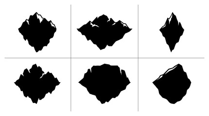 Iceberg silhouettes set with various shapes for travel and environment themes © Hasib