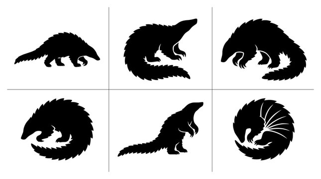 Pangolin silhouette collection for logo and print