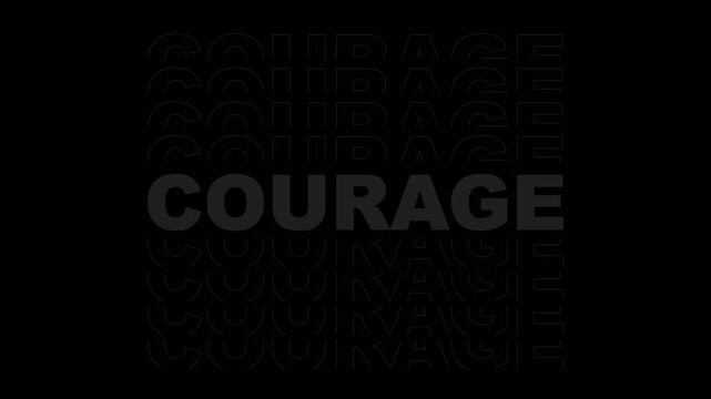Courage Kinetic Typography Wireframe Outline Text Overlay 4K
