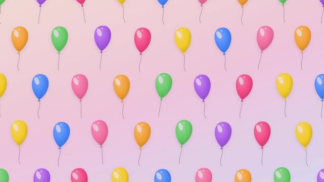 Pattern of colorful balloons gently rising upward, seamless loop