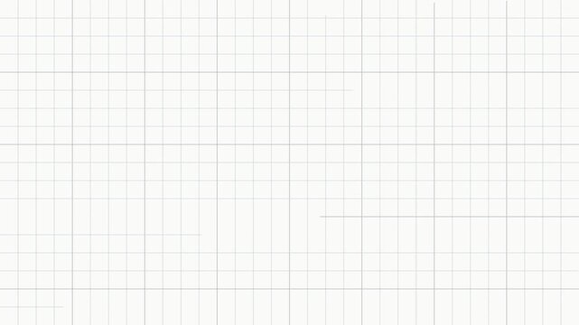 Graph paper grid drawing itself with dots and blue and red layout guides