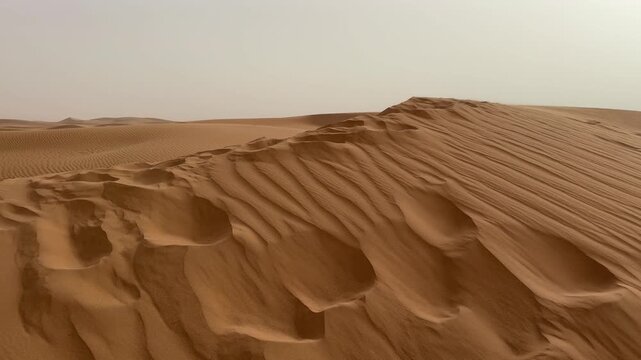 Merzouga desert at dawn with mist	