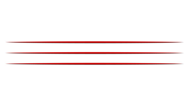 Three parallel horizontal red brush strokes on a clean white background