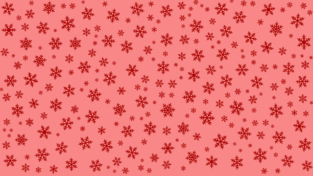 Red snowflake pattern spread across a soft pink background with ice crystal seamless wallpaper illustration ornament decorative wrapping seasonal christmas backdrop