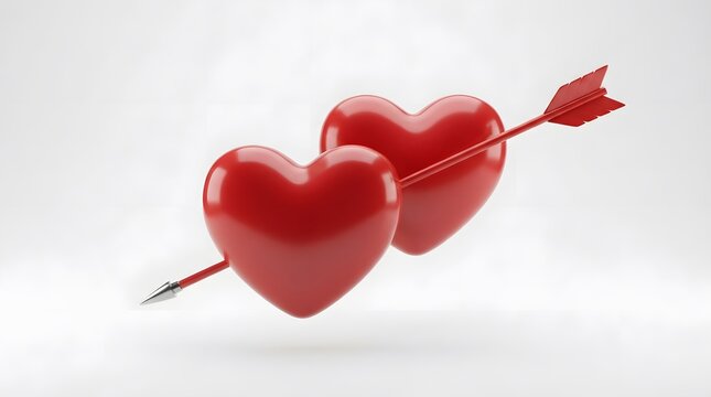 Two red hearts pierced by an arrow symbolizing love and valentine's day