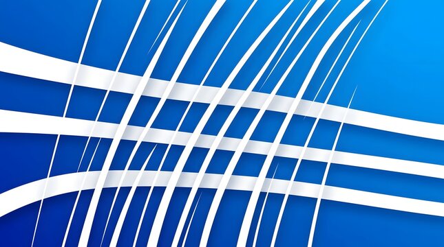 Abstract blue and white curved grid pattern with flowing intersecting lines forming a dynamic modern geometric background, ideal for corporate design, digital media, and commercial branding