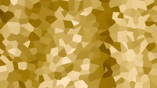 Golden abstract mosaic pattern moving dynamically with geometric shapes creating elegant background light across various shades of yellow and brown textures