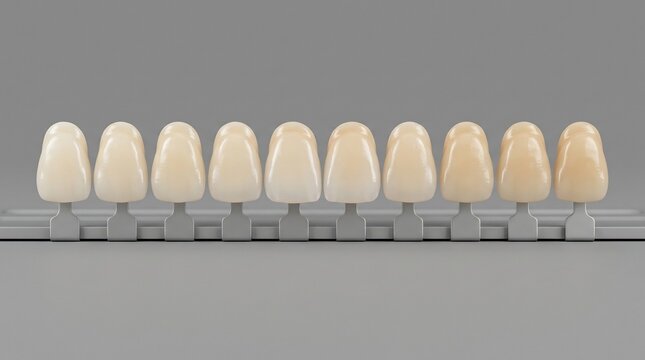 Dental shade guide with various prosthetic tooth crowns for color