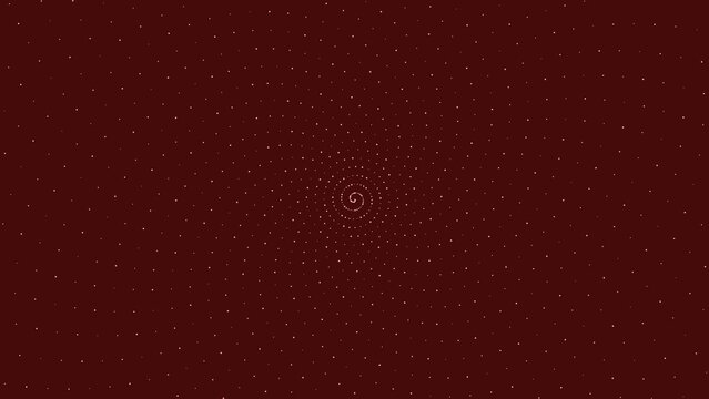 A deep maroon background, featuring a spiral, pattern of small, white dots that, originate from the, center and expand, outwards in a, vortex shape