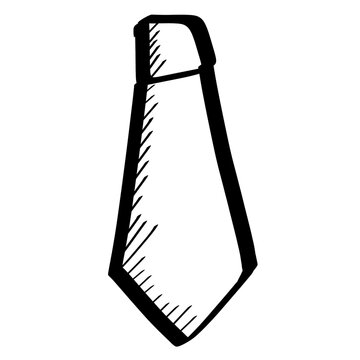 Hand drawn black and white necktie illustration
