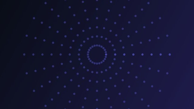 Abstract background, featuring a circular, pattern of small, light purple dots, radiating from the, center against a, dark blue gradient backdrop