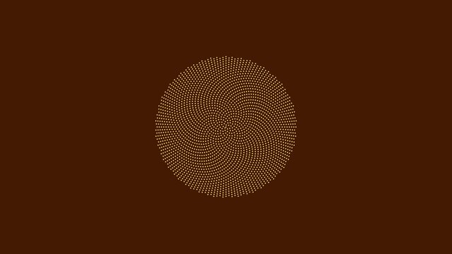 Abstract background, featuring a circular, spiral pattern made, of small golden, dots, centered on, a solid, dark, brown, textured backdrop