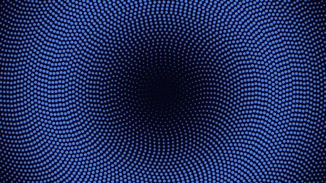 Abstract background, featuring a circular, radial pattern of, blue dots on, a dark navy, blue backdrop with, a subtle gradient, effect throughout