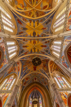 Osijek co cathedral interior showing painted ceiling and religious art