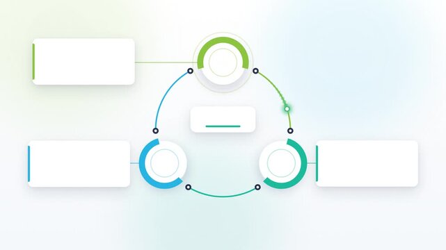 Animated 3 step circular process infographic template vector motion graphics loop