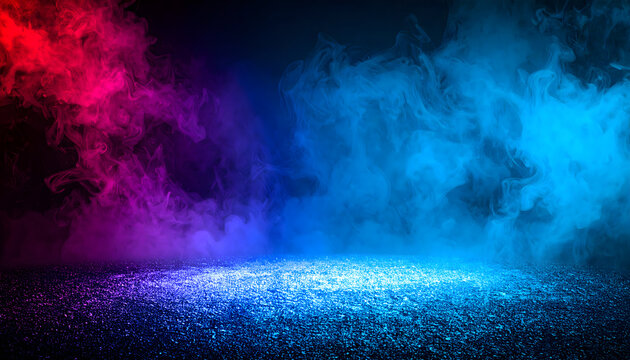 Atmospheric Abstract Neon Smoke Banner with Red Pink Cyan and Blue Colors.
