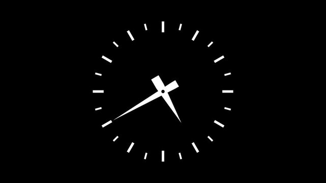 Clock spinning, watch animation on transparent background with alpha channel. Clock icon flat style 24 hours