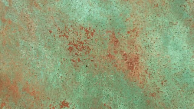 Aged copper sheet with turquoise verdigris patina texture
