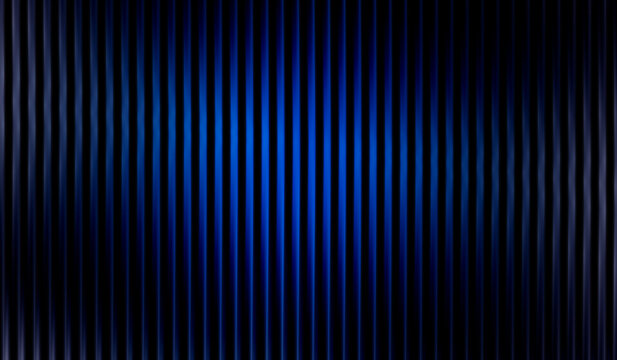 Abstract dark blue background texture featuring vertical ribbed lines, parallel stripes, and glowing center light effect.