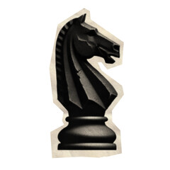 Black Knight Chess Piece Cutout Vintage Grayscale Illustration © prasetiadp