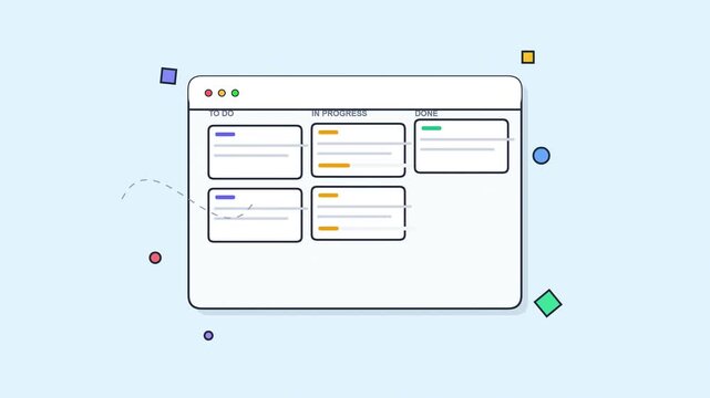 Kanban board project management interface vector illustration