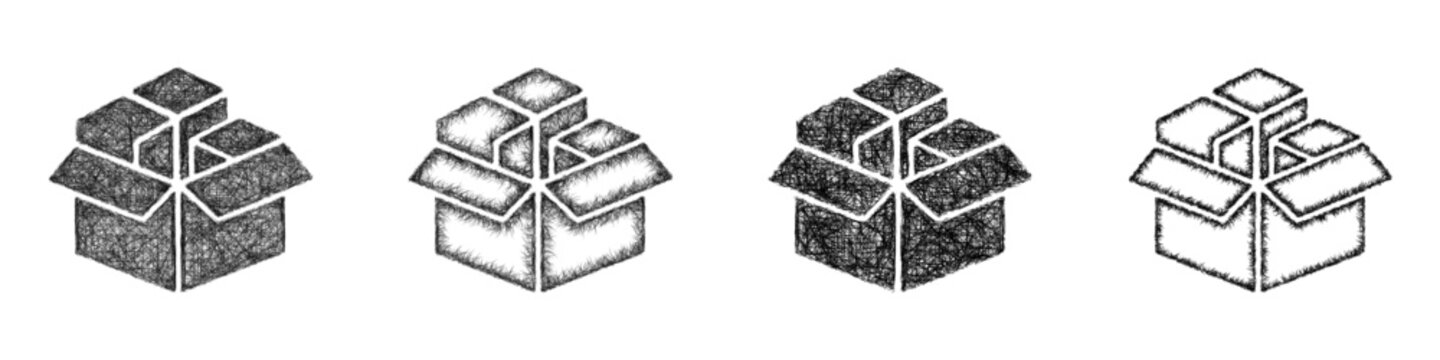 Black and white sketch value pack icon design set