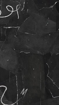 Black Grunge Torn Paper Texture with White Scribbles and Scratches Noise animation,Dark Distressed Film Dust for Intro and Transition Videos vertical social media motion background 
