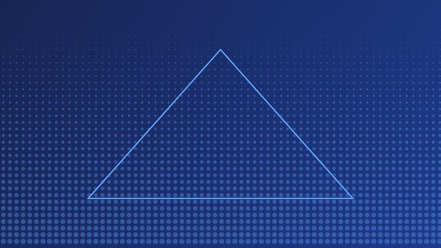 A blue gradient background, featuring a large, thin, light blue, triangle outline centered, over a subtle, fading halftone dot, pattern texture