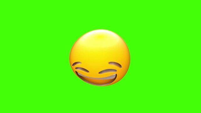 Laughing Out Loud: 3D Face with Tears of Joy Emoji Animation on a Vibrant Green Screen Background for Video Editing, Funny Content Creation, Social Media Reels, Shorts, and Creative Projects 4k