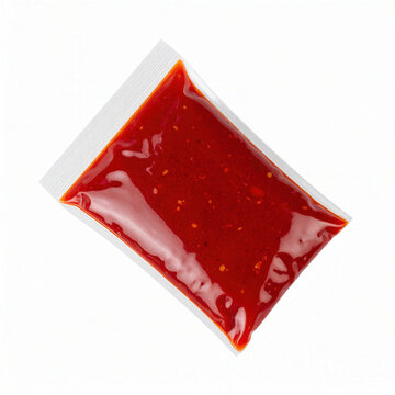 Red chili sauce packet for takeout food condiment