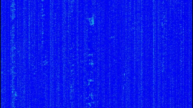 Abstract digital background with blue binary code data stream, glitch effect, and vertical lines 4k video