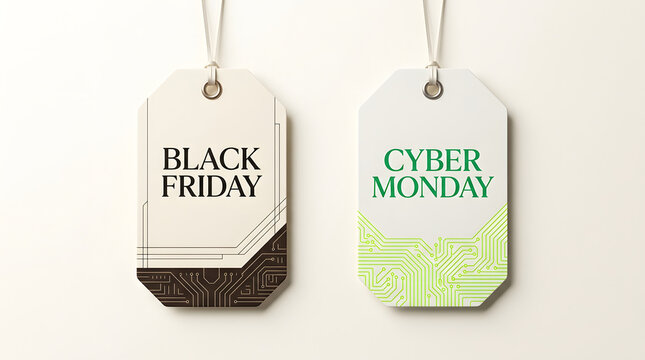 Hanging rectangular price tags for seasonal sale events with tag shopping black friday commerce