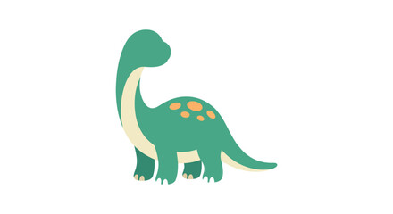 A green brontosaurus illustration stands against a plain white background displaying a simplified design © suvo stock
