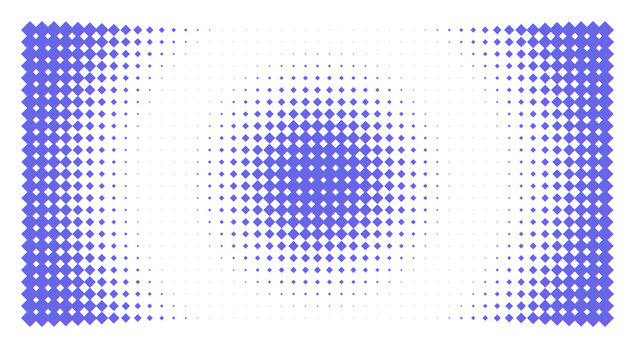 Abstract background, featuring a central, square halftone pattern, with purple diamond, shapes fading into, a solid black, surrounding space