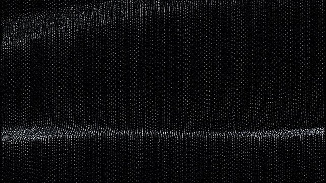 Abstract digital pattern with white dots on black background representing data points or pixelated grid texture 4k video