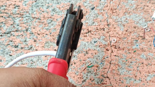 Crimping RJ45 Ethernet Connector with Crimping Tool