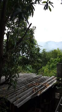 Thick Haze Layer Covering Distant Mountain Range