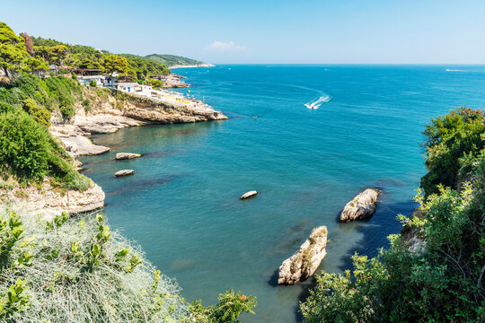 Gorgeous picturesque view on rocky Skalice beach in Ulcinj, Montenegro