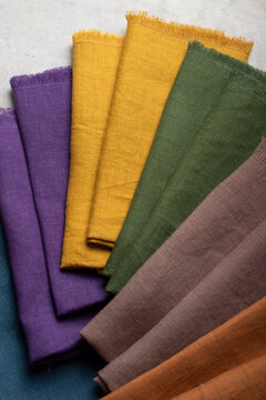 Fringed Linen Napkins Color Palette Flat Lay